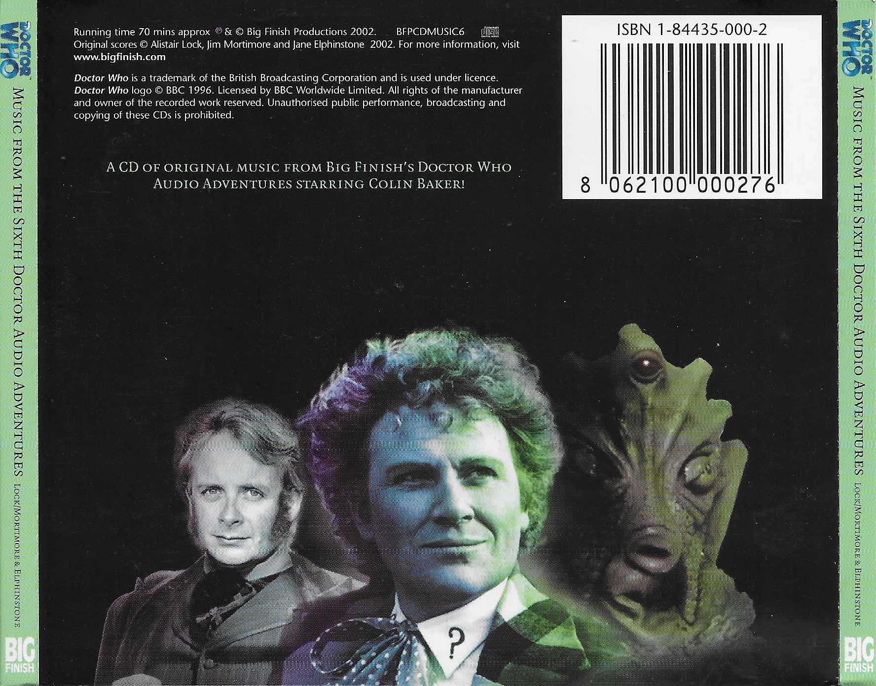 Picture of ISBN 1-84435-000-2 Doctor Who - The sixth Doctor audio adventures by artist Alistair Lock / Jim Mortimore / Jane Elphinstone from the BBC records and Tapes library